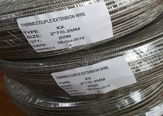 Good price 2x0.5mm 2x0.6mm 2x0.8mm Type E Thermocouple Extension Wire Metal Shield Fiberglass / PFA Insulated online